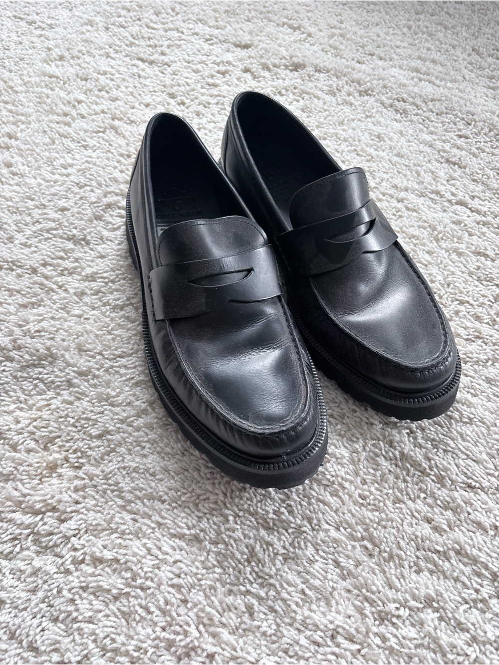Cole Haan Black Leather Penny Loafers